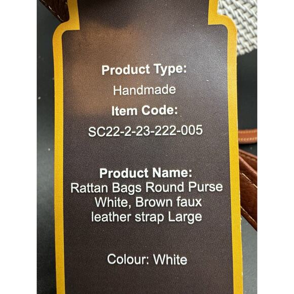 9” NAVY Lined WHITE‎ Round Rattan Bag for Women Beach Crossbody Shoulder Bag NWT - Picture 15 of 16